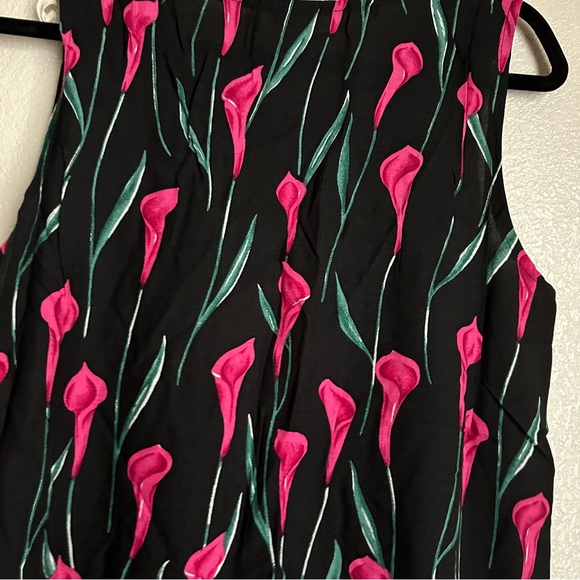 Tulip Print dress Sz 14 petite 90s vtg - Picture 4 of 10